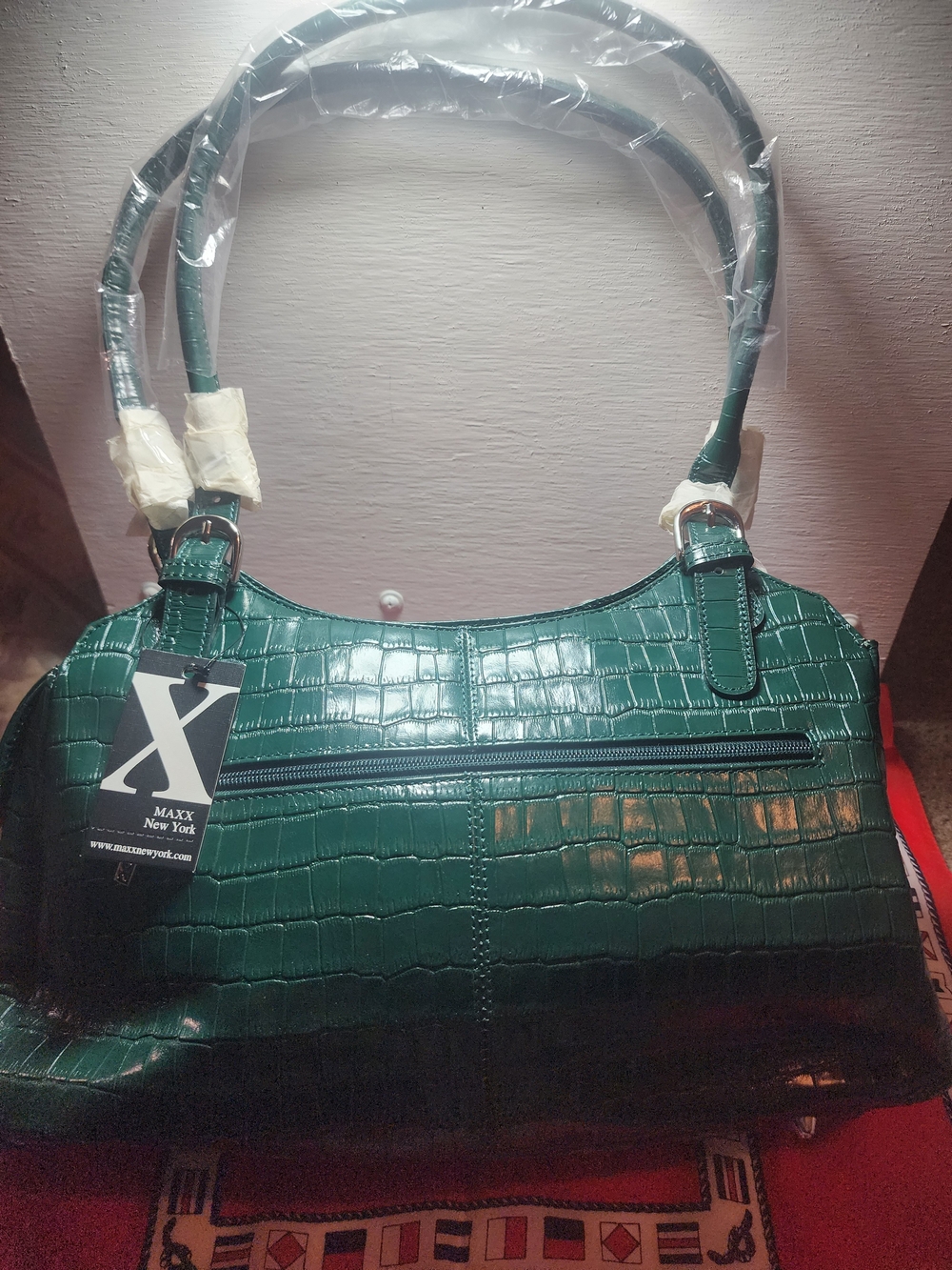 MAXX New York Emerald Croc-Embossed Women's Handbag